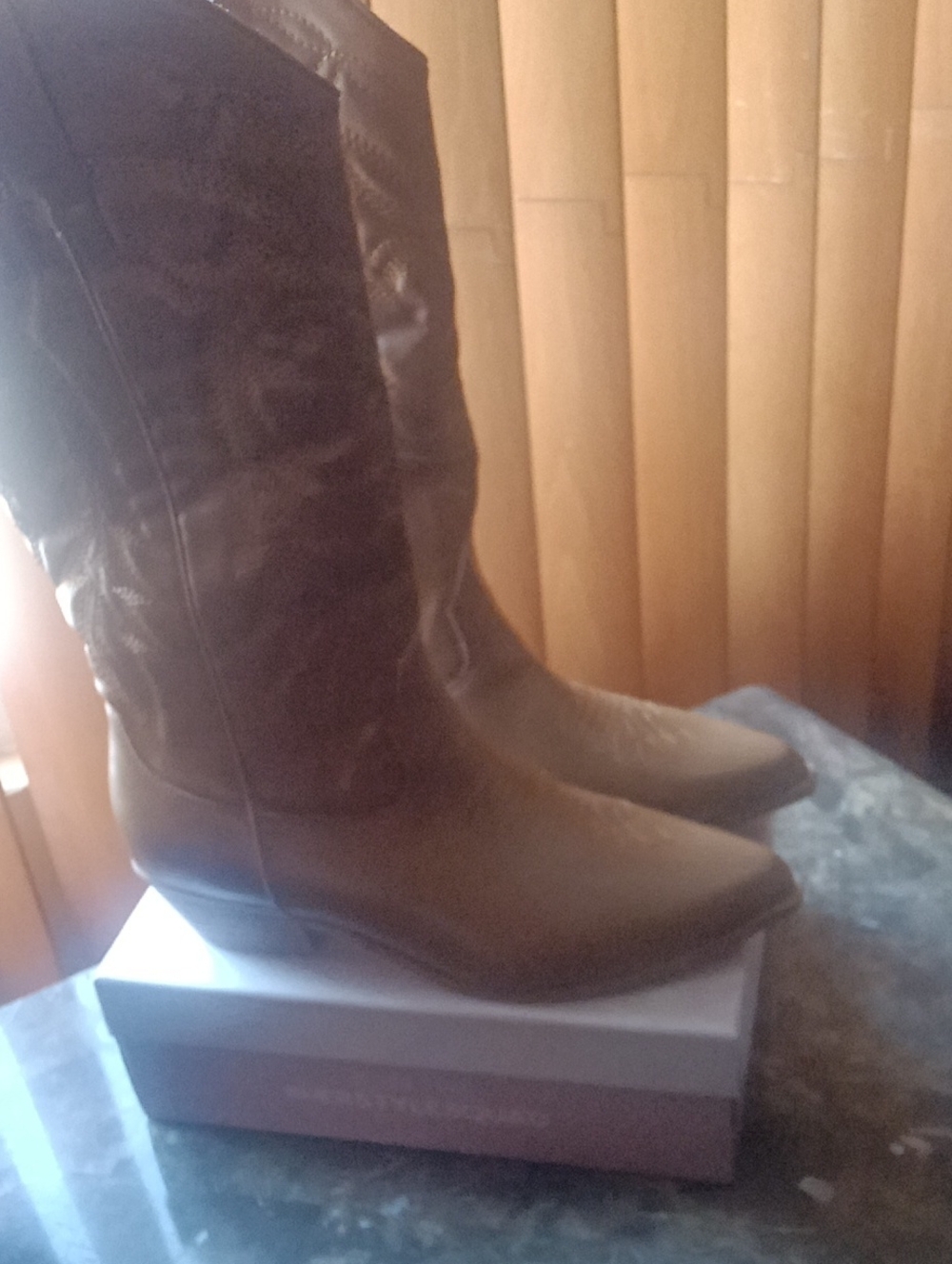 Source Unknown Brown Western-Style Ankle Booties